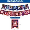 Soccer Party Decorations,Football Club Red And Blue Birthday Party Supplies Includes Banner- Cake Topper - 24 Cupcake Toppers - 18 Balloons