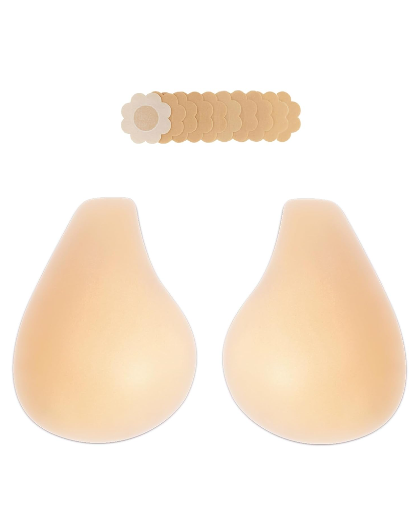 2025 Added Lift Ultra-Thin Seamless Nipple Covers Push up Sticky Adhesive Bras Solid Silicone Pasties for Women M
