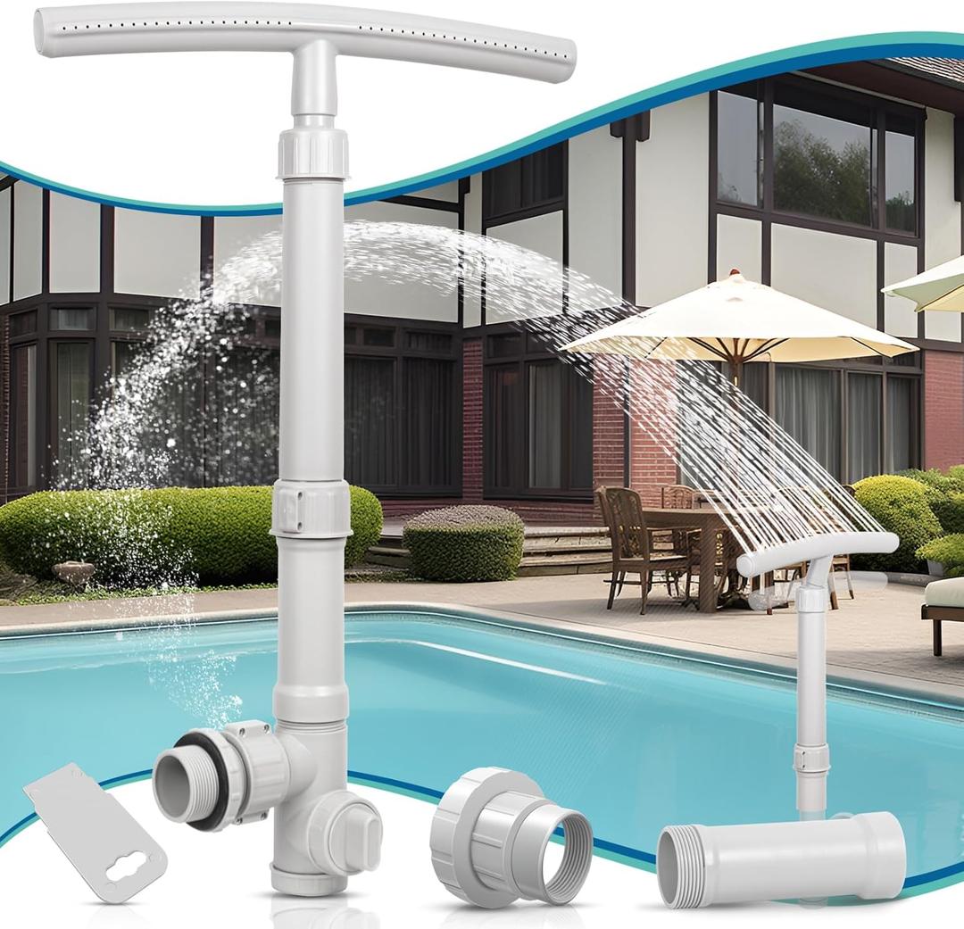 (2025 Upgrade)Pool Fountain for Above and In-Ground Pools, Dual Spray Sprinkler Fountain, with Extension Tube,Adjustable Height,360Adjustable Waterfall for Cooling & SPA Relaxation, Pool Accessories