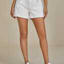 luvamia Jean Shorts for Women High Waisted Wide Leg Elastic Waist Stretchy Denim Jorts Summer Causal Shorts with Pockets (White, XXL)