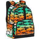 Choco Mocha Shark Backpack for Boys, Elementary School Backpack for Boys Ages 6-8 Kids Kindergarten Backpack Bookbag 17 Inch with Chest Strap