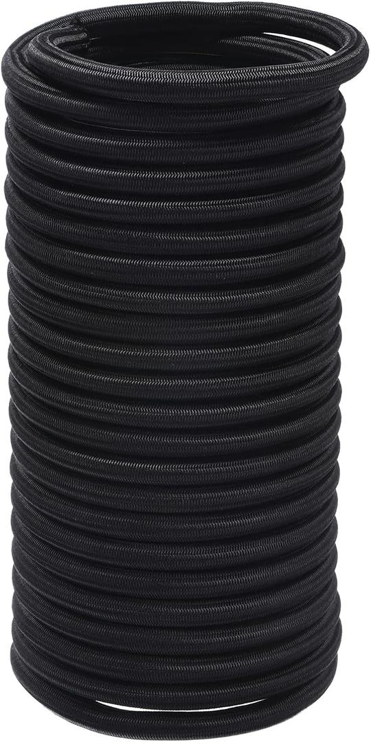 PATIKIL Bungee Shock Cord, 5/8" x 25Ft Polyester Marine Grade Bungee Cord Elastic String Replacement for Zero Gravity Chair Kayak Camping Tent Pole Cargo Tie Downs (Black)
