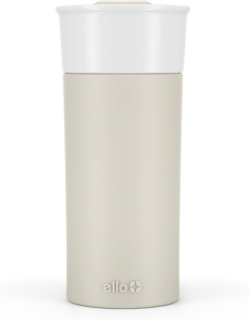 Ello Ogden 16oz Ceramic Travel Mug with Splash-Resistant Slider Lid and Protective Silicone Sleeve, Perfect for Coffee or Tea, BPA-Free, Dishwasher Safe, Mineral