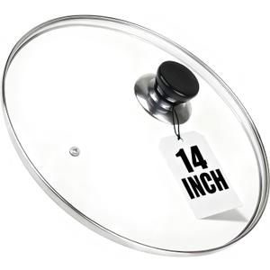 14 Inch Pan Lid, 14'' Frying Pan Lids, Tempered Glass Cast Iron Lid for Skillets, Fry Pan, Wok Pot (14 inch)