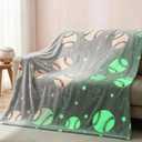 Gray Baseball Blanket 50 x 60 Inch Glow in the Dark Baseball Throw Blanket Flannel Fun Stuff for Boys and Girls Team Gifts for Ball Lovers Players Halloween Christmas Thanksgiving Gift