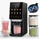 H-Duka 10-in-1 Ice Cream Maker Machine, 800W Frozen Treat Maker for Silky Gelato, Sorbet&Slushies, One-Touch Mix-In & Re-Spin for Creamy Texture, Keto & Vegan, Includes 3 Pints & Recipe Guide, Black