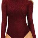 MANGOPOP Women's Mock Turtle Neck Long Sleeve Tops Bodysuit Jumpsuit M