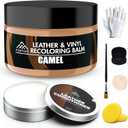 FORTIVO Leather Recoloring Balm with Mink Oil, Couch Repair Kit, Leather Dye and Restorer for Furniture - Camel