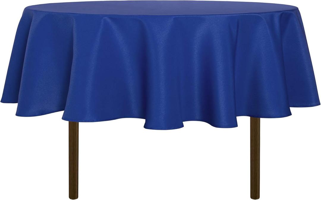sancua Round Tablecloth - 60 Inch - Water Resistant Spill Proof Washable Polyester Table Cloth Decorative Fabric Table Cover for Dining Tables, Buffet Parties and Camping, Blue