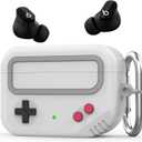 Beats Studio Buds Case - Retro Design Protective Case Cover with Keychain Compatible with Beats Studio Buds 2021 & Buds+ Plus 2023 (Light Grey)