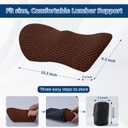 Lumbar Pillow, Memory Foam Lumbar Support Pillow for Office Chair and Car Seat, Ergonomic Streamline Back Pillow for Lower Back Pain Relief, Back Support Pillow for Sitting, Driving, Traveling