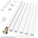 Delamu 94in Large Cable Hider, Cord Hider Cord Covers for Wire on Wall, Paintable Wire Covers Wire Hider for Cords on Wall, TV Cable Cover Raceway to Hide 3-4 Cords, 6xL15.7 W1.18 H0.67in, White