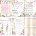 Sinmoe 145 Pcs Butterfly Baby Shower Games Supplies 5 Sets Baby Shower Games Activities Cards with 20 Pcs Funny Pencils Include Descriptions and Wishes, Guess Who, Bingo Play, Word Search