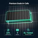 HQST 100W 12V Solar Panel, 9BB, 23% High Efficiency, Grade A+ Cells, IP65
