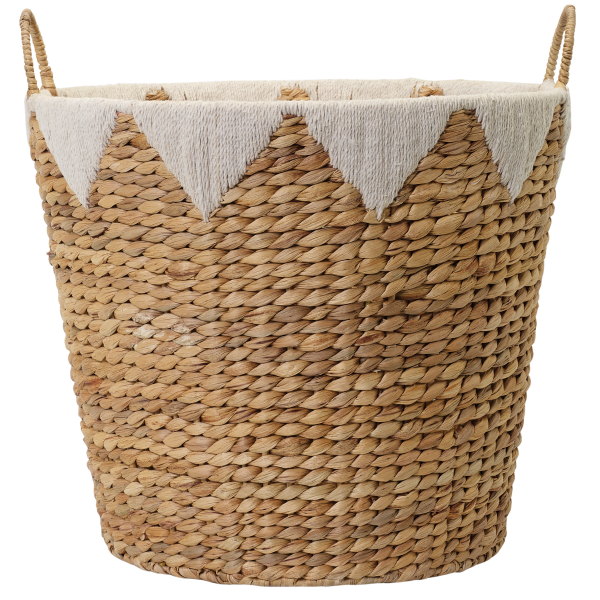 Handmade Decorative and Functional Storage Basket Triangle Details Basket Organizer with Handles, Set of 2 Basket for Storage
