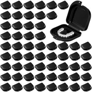 Sherr 120 Pcs Dental Retainer Case with Holes Black Denture Case/Mouth Guard Container/False Teeth Container/Multicolored Retainer Holder for Travel Office Home