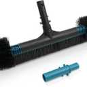 Poolvio 20"" 2 in 1 Pool Brush Head for Swimming Pool, Heavy Duty Scrub Brush with EZ Clip & Wavy Nylon Bristles for Cleaning Pool Walls, Floors, Steps (Pole not Included), Blue+black