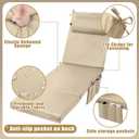 RattanView 2 Pcs Outdoor Chaise Lounge Cushion with Pillow and Side Pockets Waterproof Lounge Chair Cushions for Outdoor Furniture Patio Lounger Pad for Outside Pool Lawn (Beige,72 x 21 x 4)