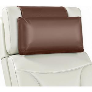 Leather Recliner Pillow, Adjustable Neck & Head Support Pillow, Pu Leather Non-Slip Headrest for Pain Relief & Relaxation, Ideal for Recliner Chair, Couch, Office Chair, Sofa (Dark Brown)