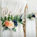 Ling's Moment Fake Flowers Box, Faux Artificial Greenery Stems Foam Roses Silk Ranunculus Fabic Flower for Centerpieces Bouquet Wedding Table Floral Vase Bridal Shower Party, Navy & Cream, Grand Combo