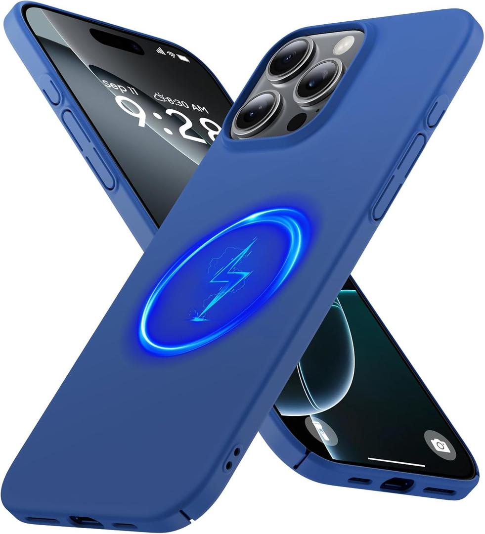 Magnetic Ultra Thin Frosted Designed for iPhone 16 Pro Phone Case 6.3 inch(2024) Slim Minimalist Lightweight Matte Hard PC Compatible with Magsafe Cover Protective Bumper Case-Blue