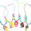 Disney Princess Necklace Activity Case  Jewelry Making Kit with Beads, Charms & Strings  Create Custom Princess Necklaces  Craft Gift for Girls Ages 3+  Portable Storage Case Included