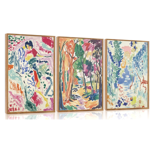 CHDITB Abstract Matisse Framed Canvas Wall Art Set, Colorful Nature Inspired Wall Decor, Modern Home Art Spiritual Wall Painting, Eclectic Gallery Art Prints for Living Room Bedroom Office 24"x36"x3