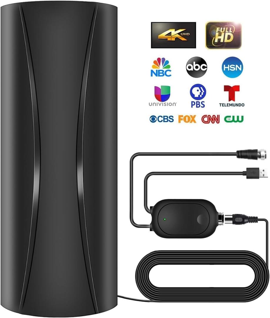 5000+ Miles Range TV Antenna,2026 Digital TV Antenna Indoor Outdoor with Strongest Amplifier, 360°Reception HDTV Antenna for Local Channels for Smart TV and Old TVs-38ft Coax Cable-Support 8K 4K 1080p