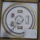 LED 2 Ring Brass Gold Chandelier Dimmable Up Down Light Chandelier Modern Round Chandeliers Light Circular Chandeliers for Foyer Dining Room Entry Bedroom Office Living Room