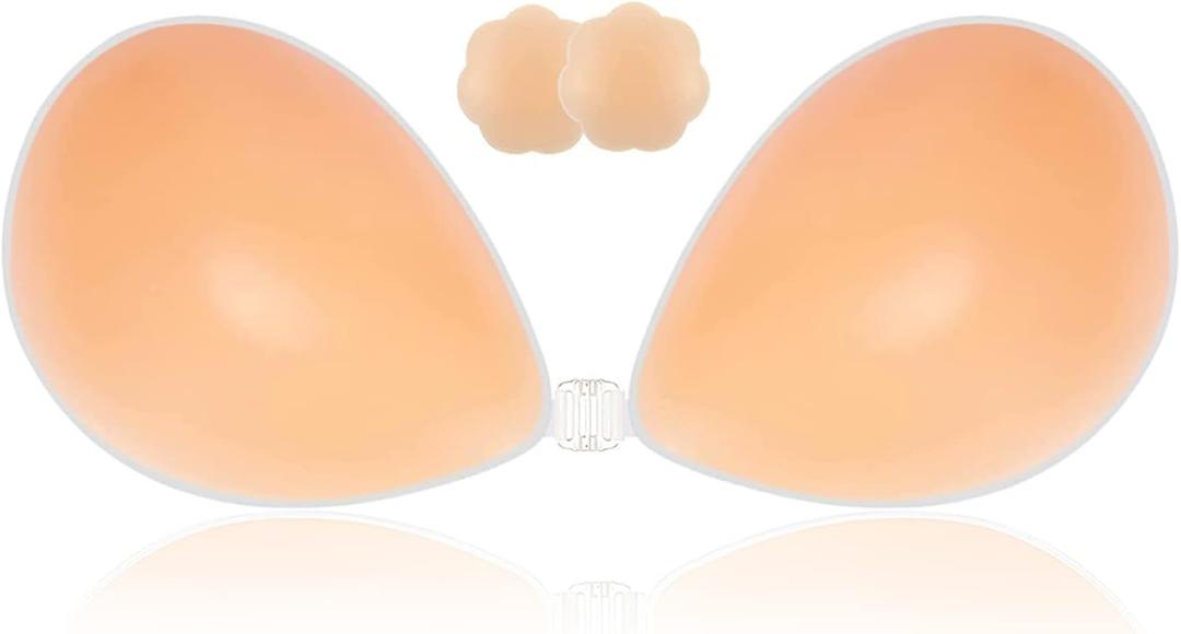 Adhesive Bra Strapless Sticky Invisible Push up Silicone Bra for Backless Dress, DDD Pink