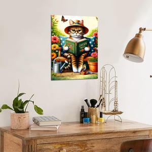 Yuhao Diamond Painting Kits for Adults Beginners, Skull Butterfly Hummingbird Diamond Art Gift, 5D DIY Full Drill Round Rhinestone Gem Crafts for Halloween Christmas Home Wall Decor 12"x16" (Cat)