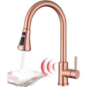 TUTEW Touchless Kitchen Faucet with Pull Down Sprayer, Red Copper Motion Sensor Kitchen Sink Faucet Single Hole, Spot Resist Stainless Steel Single Handle Commercial Modern Faucet