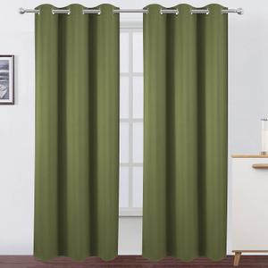 LEMOMO Blackout Curtains 38 x 84 inch/Olive Green Curtains Set of 2 Panels/Thermal Insulated Room Darkening Bedroom Curtains