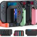 2 x [Switch 2/1 Controller Charger Dock] for Nintendo Switch 2 2025 for Joycons | 8 in 1 Portable Fast Charging Station Accessories, Dual-Direction Magnetic Stand with LED Indicator & Extra USB 2.0 Port