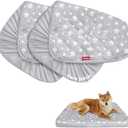 Dog Bed Covers Replacement Washable 2 Pack, Waterproof Dog Bed Covers Dog Pillow Cover Quilted, Pet Bed Cover Lovely Grey Star Print, Puppy Bed Cover 16x25 Inches, for Dog/Cat, Cover Only