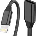 iPhone Charger Extension Cable,[Apple MFi Certified] iPhone Charging Extension Cord Extender Dock Male to Female Charger Adapter for iPhone 14 Pro 13 Pro 12 11 X 8 Video,Data,Audio for Live Streaming