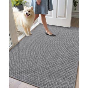 Color&Geometry Large Front Door Mat Indoor Entrance Non Slip Rubber Backed, 36"x56" Indoor Door Mats for Entryway, Dirt Trapper Double Doormat, Washable, Dark Grey (Rolled-up NO Creases) (3' x 4'8" (Rectangular))