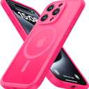 ImpactStrong Magnetic Guard Designed for iPhone 15 Pro Case [Camera Protection] [Military Grade Drop Tested] [Compatible with MagSafe] Slim Translucent Matte Phone Case (6.1") - Hot Pink