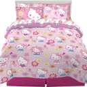 Franco Kids Bedding Super Soft Comforter and Sheet Set with Sham, 7 Piece Full Size, Hello Kitty