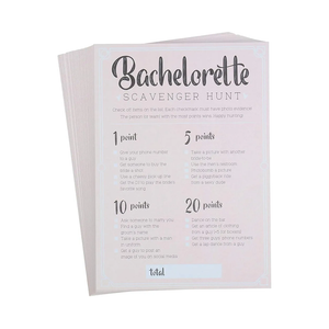 Bachelorette Party Games - 50-Pack Bar Scavenger Hunt Drinking Game and Dares, Fun Novelty Cards for Girls Night Out, Bachelorette Party Supplies, 5 x 7 Inches