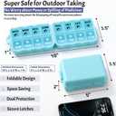 Foldable Weekly Pill Organizer 2 Times a Day with 2 Extra Compartments (Clear Printed Labels) - Portable 7 Day AM PM Medicine Box, Week Daily Travel Pill Case Holder for Vitamin, Supplement - Sky Blue