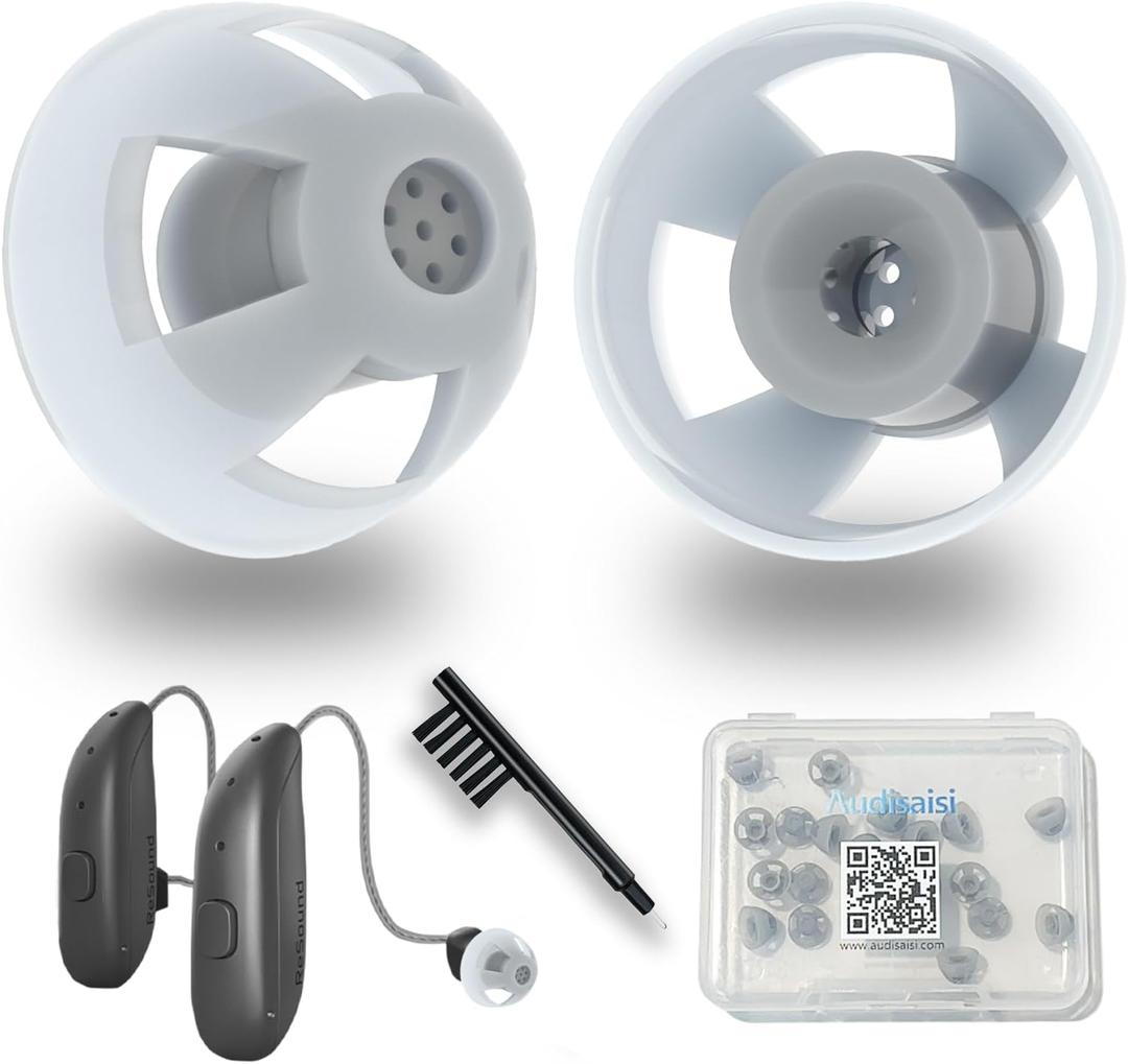 20pcs GN Resound Hearing aid Domes Open(M Size 8mm) Comfortable Silicone Design Noise Reduction Enhanced Acoustics Breathable and Easy to Clean Resound Hearing Aid Accessories Jabra Hearing Aid Domes (Gray)