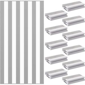 12 Pcs Oversized Microfiber Beach Towel Set 63''x32'' Extra Large Quick Dry Lightweight Thin Sand Free Cabana Pool Towels Bulk for Adults Travel Swim Camping Yoga Gym Sports Gift(Grey Striped)