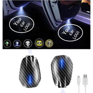 Car Door Lights,2Pcs Car Door LED Logo Projector Lights,Rechargeable Wireless Door Step Courtesy Welcome Lights Shadow Ghost Lights Fit for All Cars (For TT-OYOO-TA)