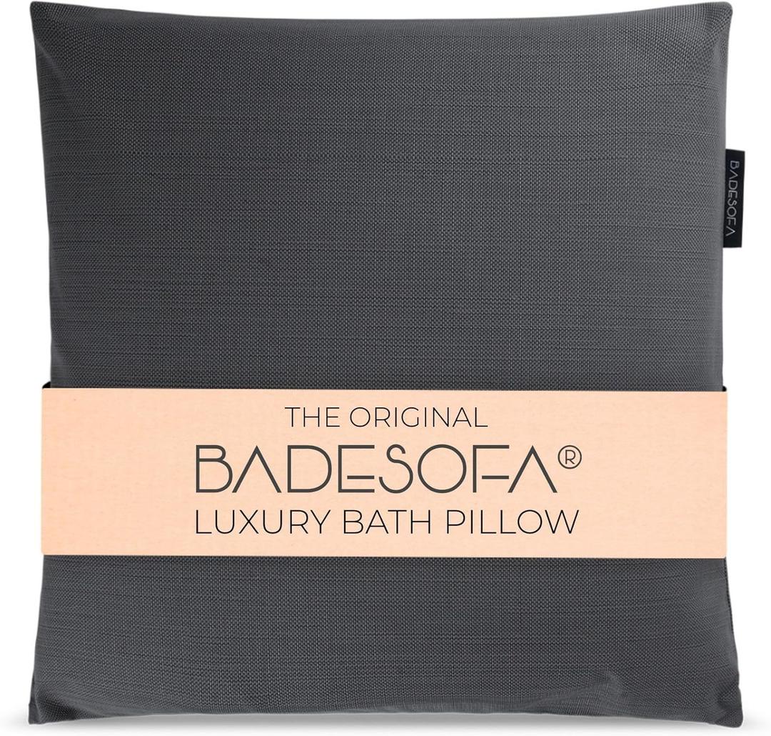 BADESOFA Luxury Bath Pillow M - Lusciously Soft & Comfortable Tub Pillow for Bathtub - Washable & Quick-Drying Bath Back Pillow - Non-Slip Full Body Tub Pillow - Luxury Spa Cushion in Charcoal