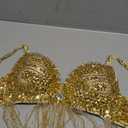 Seawhisper Tribal Glitter Sparkle Rhinestone Belly Dance Beaded Sequined Bra Top for Rave Cabaret Party ((32-34) B, Gold)