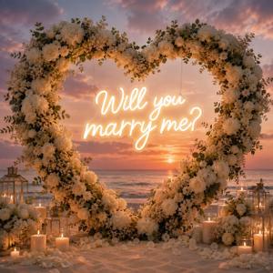 Will You Marry Me Neon Sign, Warm White LED Light Up Letters, 30 x 16.7 in