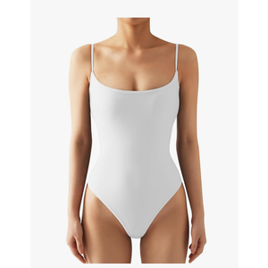 SUUKSESS Women Sexy Square Neck Thong Bodysuit Backless Cami Bodysuit Top, Size S