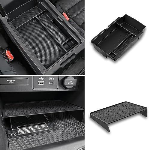 YPHUIKI 2PCS Center Console Organizer Compatible with Honda CRV 2023 2024 2025 2026 Accessories CR-V Hybrid Sport Armrest Storage Box Organizer Tray ABS Material