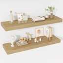 40 Inch Floating Shelves, 12" Deep Floating Shelf Wall Mounted, 40" Wall Shelves, Rustic Deep Bookshelf, Extra Deeper & Thicker Display Shelves for Bedroom, Living Room, Oak, Set of 2